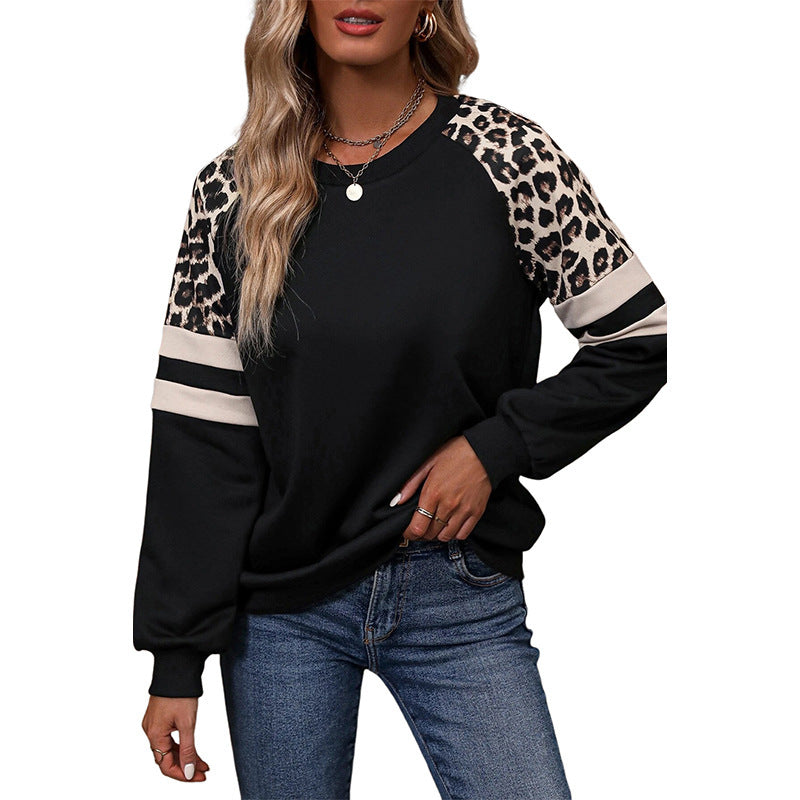 Leopard Print Raglan Sleeve Sweater