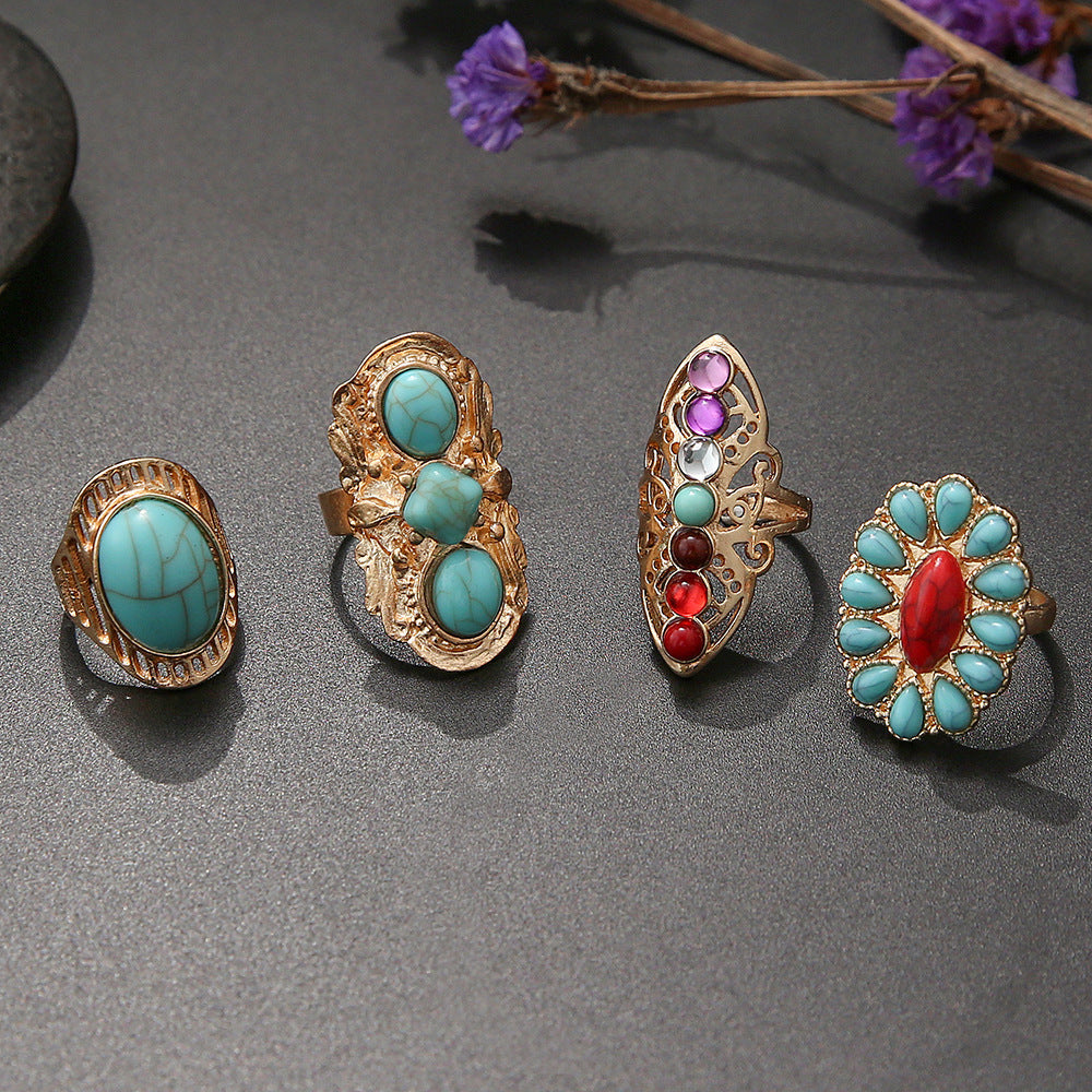 Ore Turquoise Ring 4-piece Set