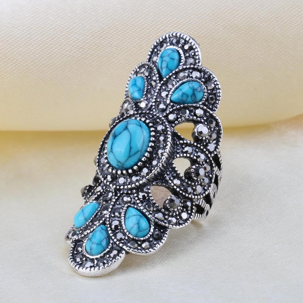 European vintage blue turquoise ring