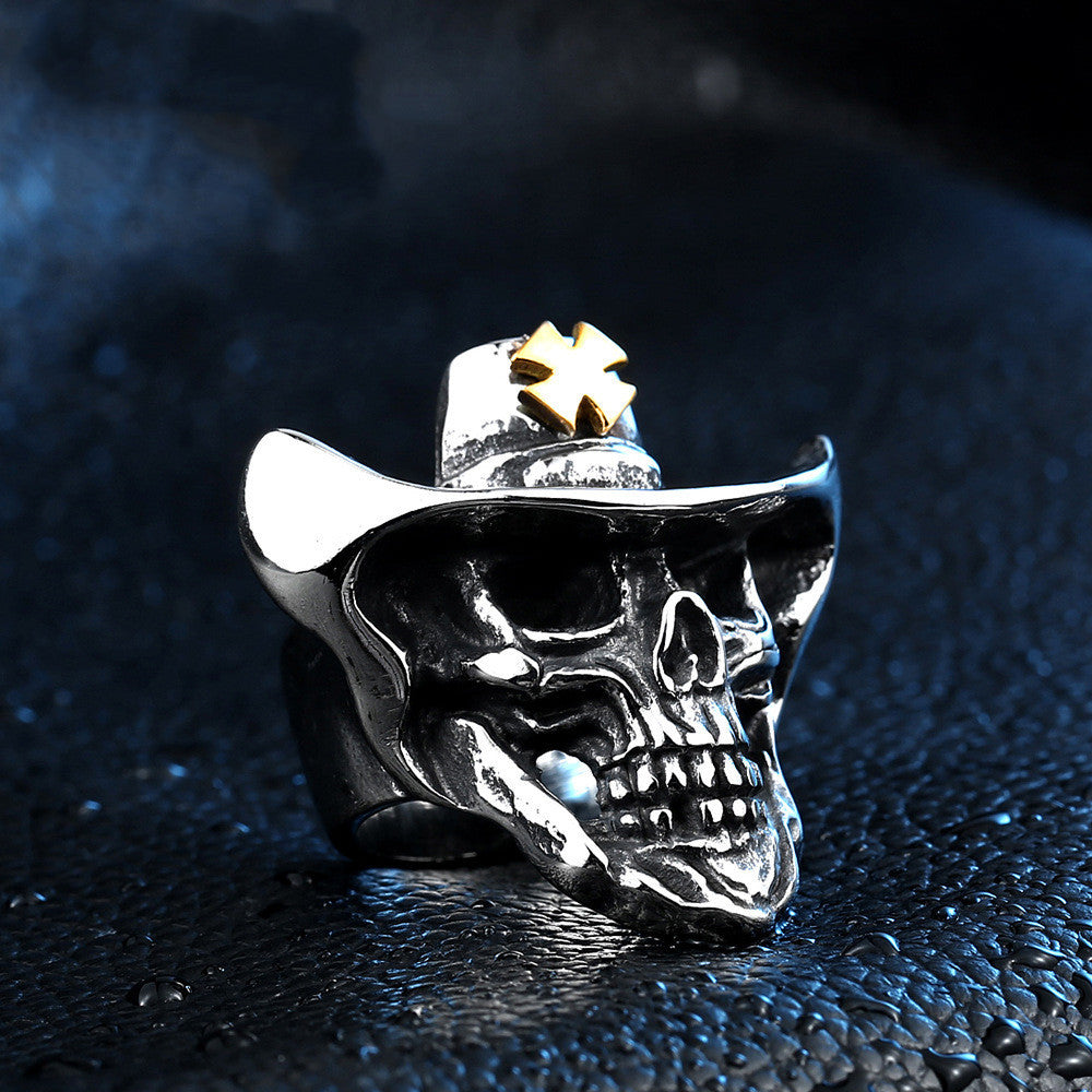 Western cowboy skull ring