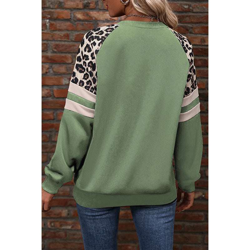 Leopard Print Raglan Sleeve Sweater