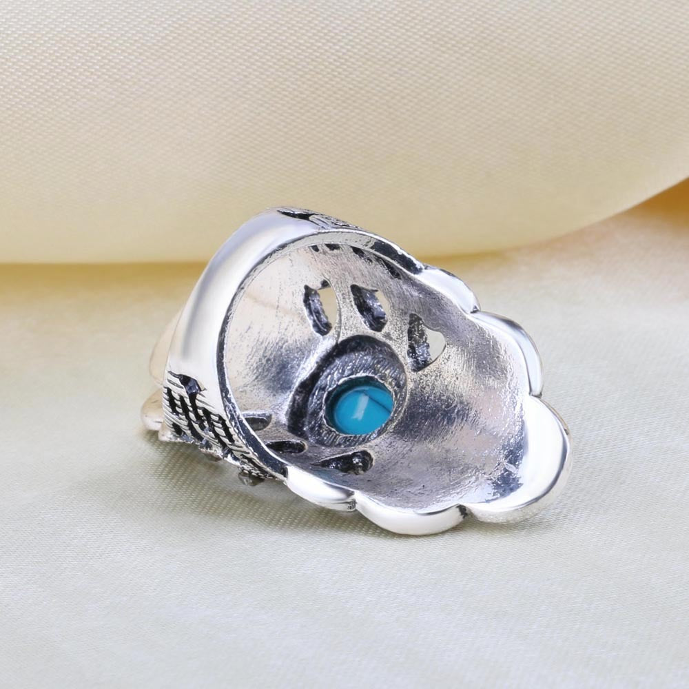 European vintage blue turquoise ring
