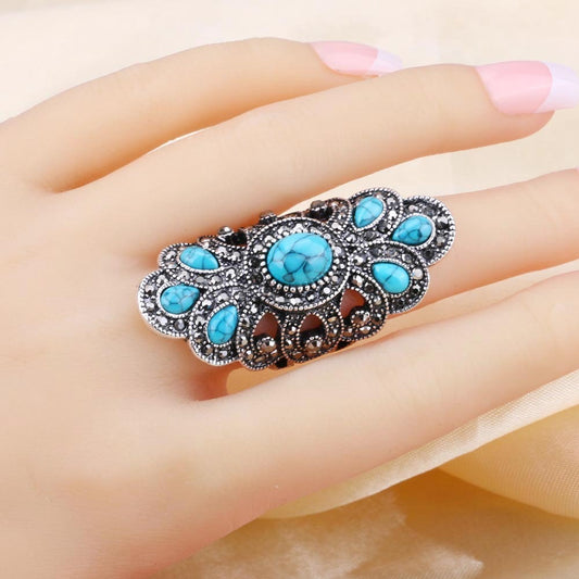 European vintage blue turquoise ring