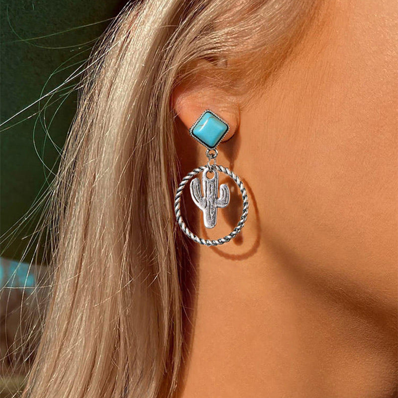 Turquoise Cactus Earrings