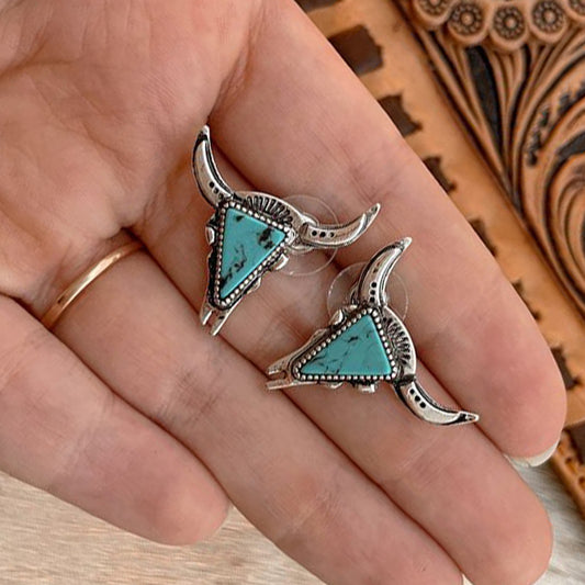 Cow Head Turquoise Earrings