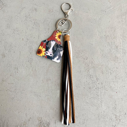 Cow Leather Tassel Key chain