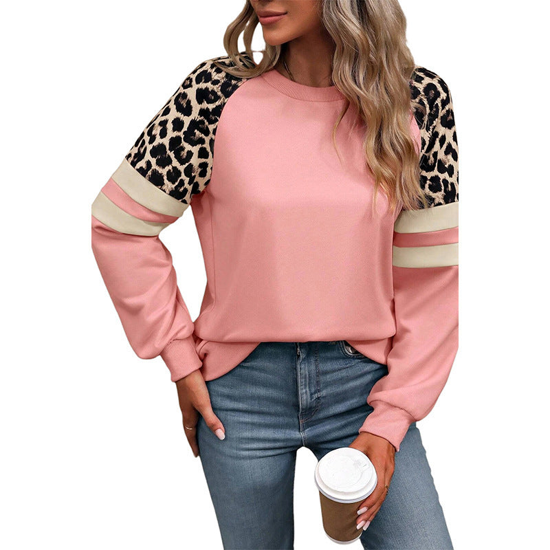Leopard Print Raglan Sleeve Sweater