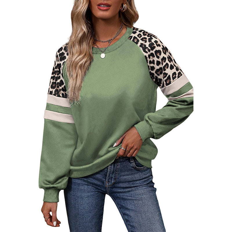 Leopard Print Raglan Sleeve Sweater