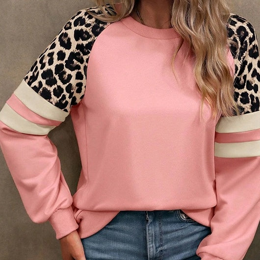 Leopard Print Raglan Sleeve Sweater