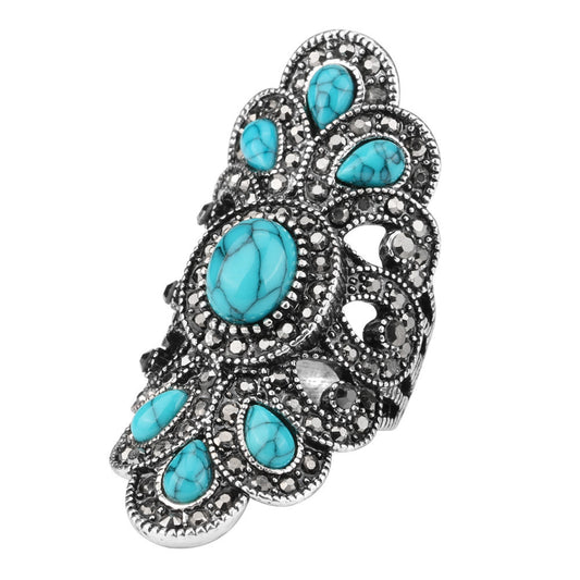 European vintage blue turquoise ring