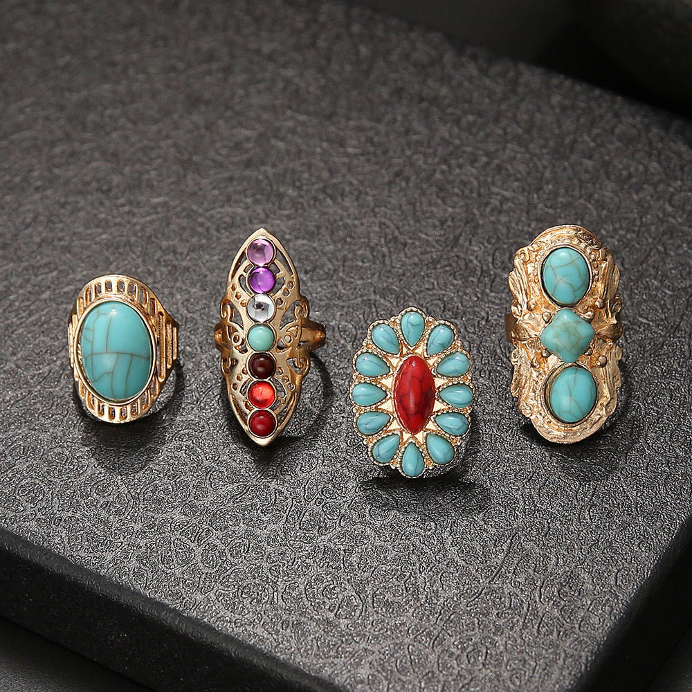 Ore Turquoise Ring 4-piece Set