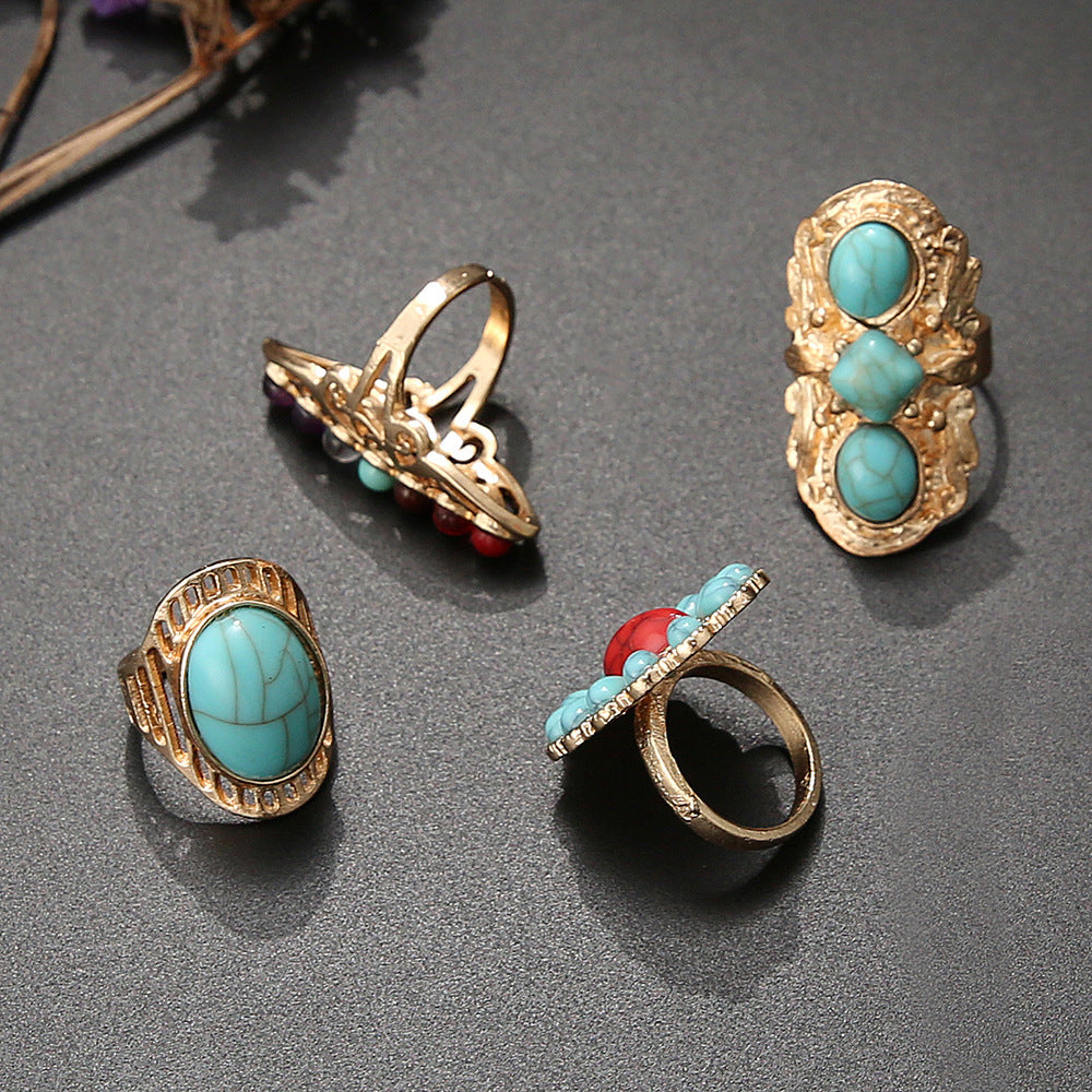 Ore Turquoise Ring 4-piece Set