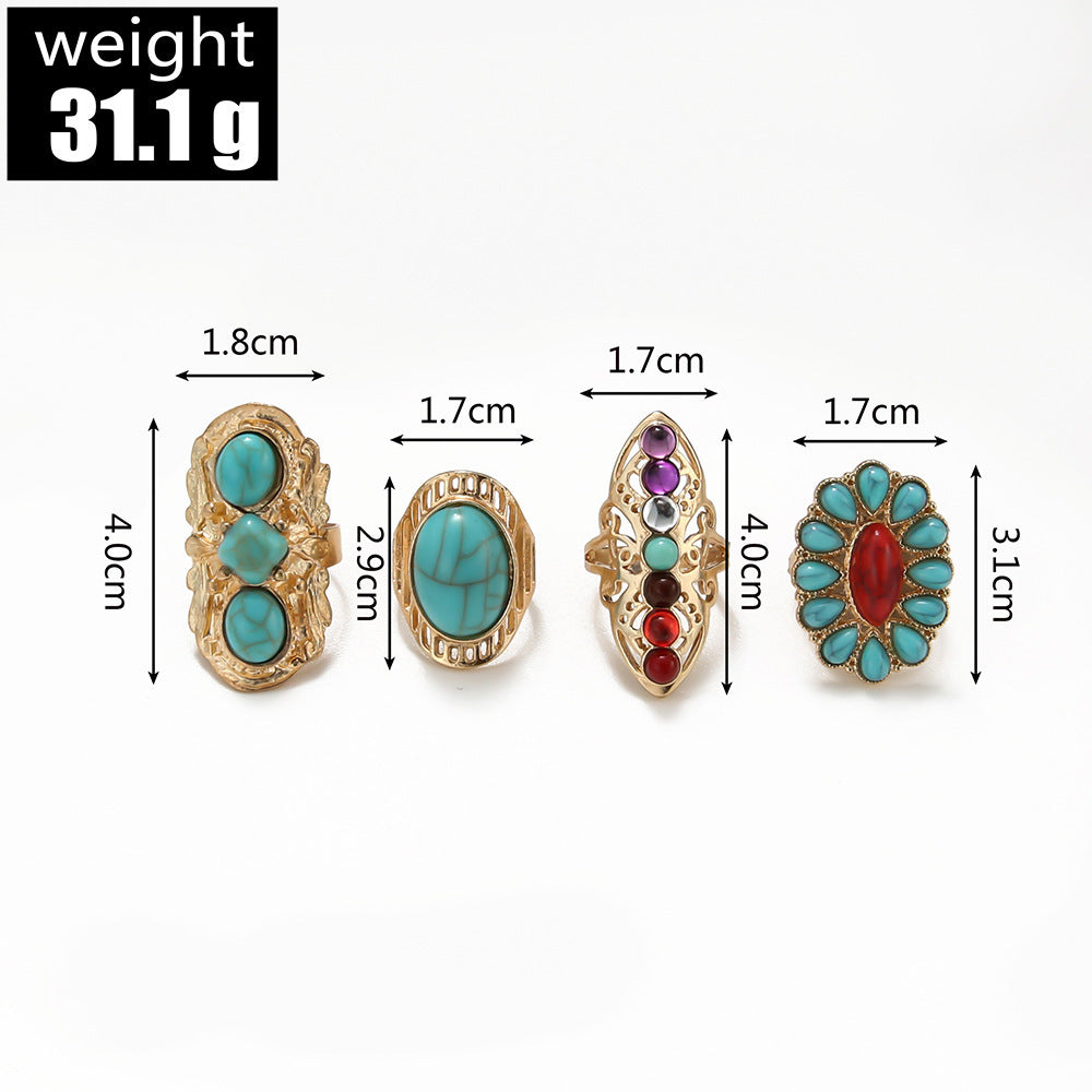 Ore Turquoise Ring 4-piece Set