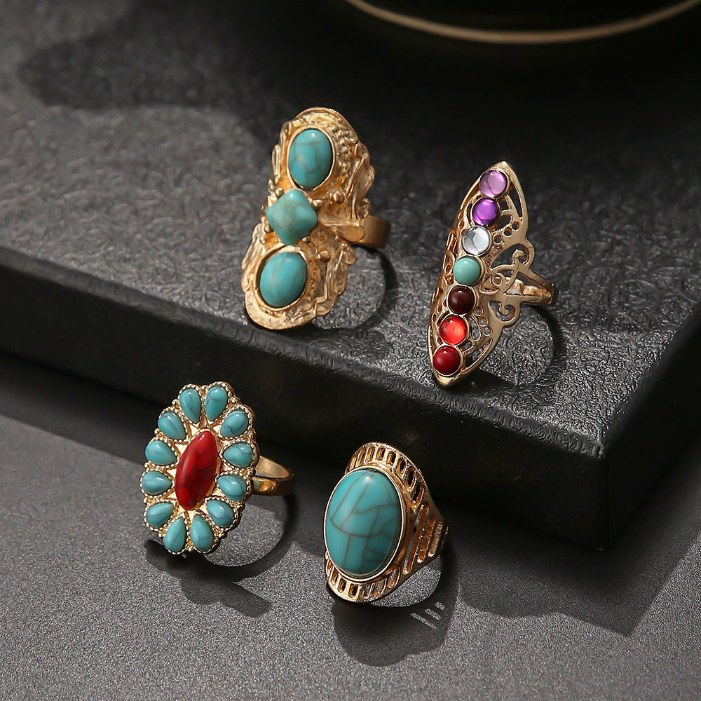 Ore Turquoise Ring 4-piece Set