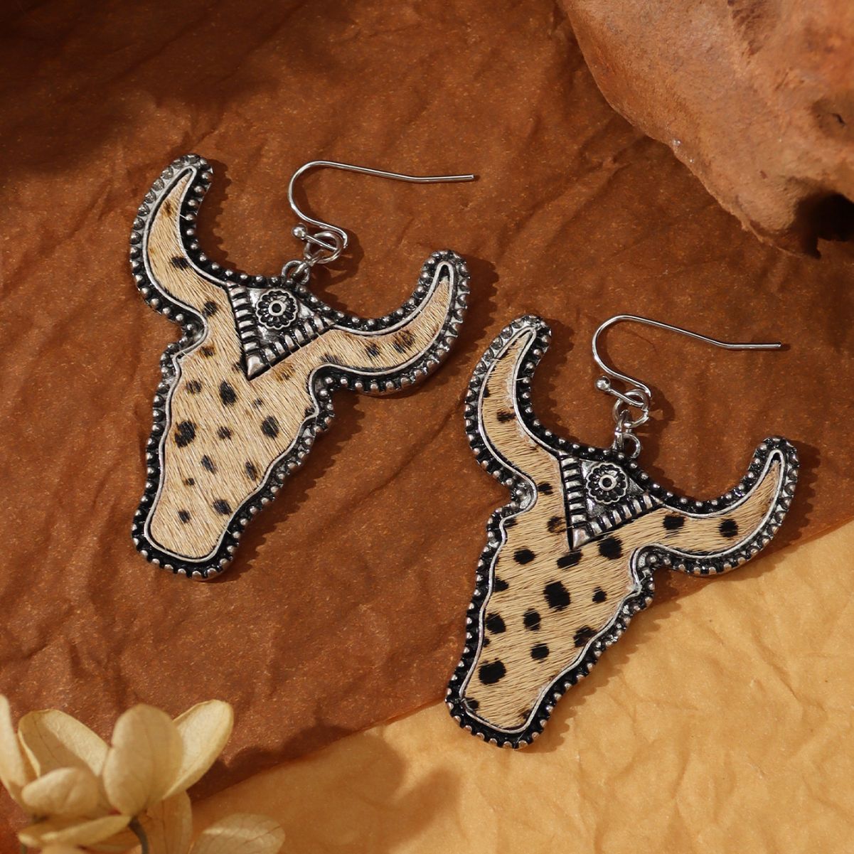 Retro Cow Head Earrings