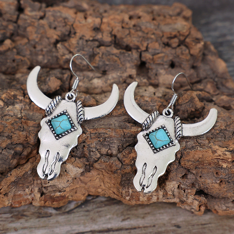 Cow Head Turquoise Earrings