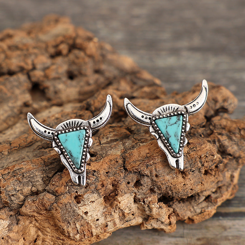 Cow Head Turquoise Earrings