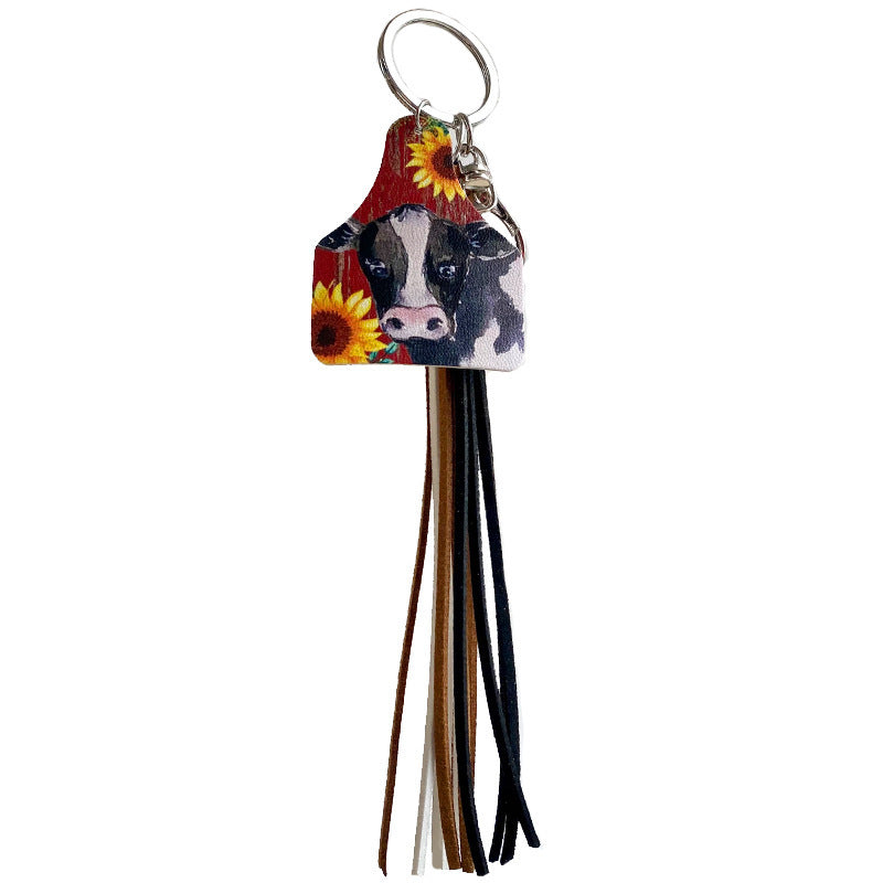 Cow Leather Tassel Key chain