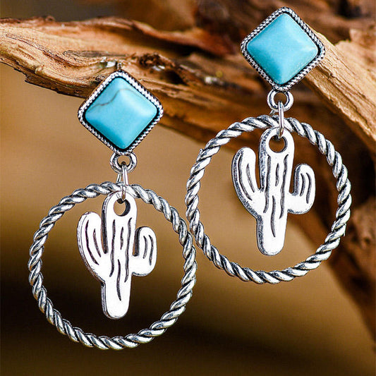 Turquoise Cactus Earrings