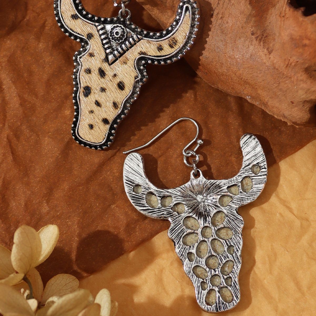 Retro Cow Head Earrings