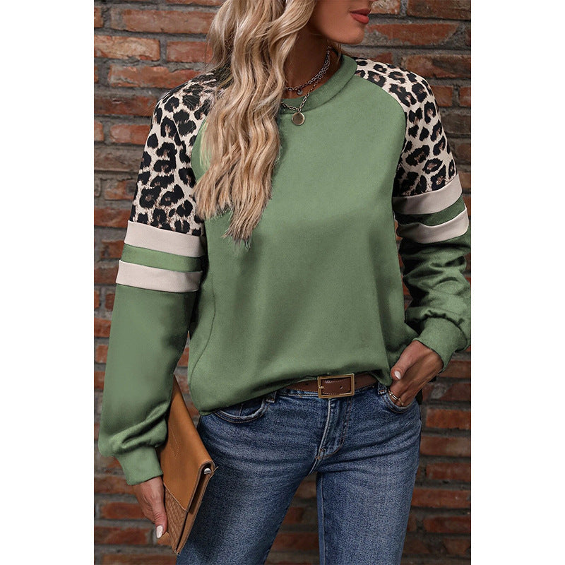 Leopard Print Raglan Sleeve Sweater
