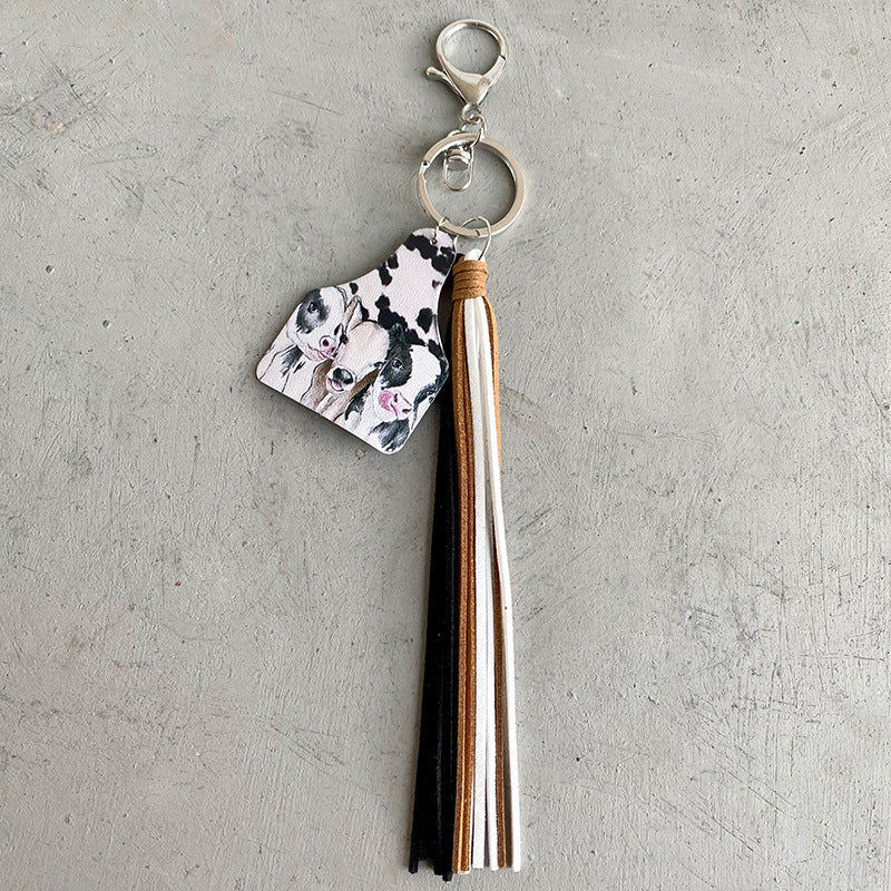 Cow Leather Tassel Key chain