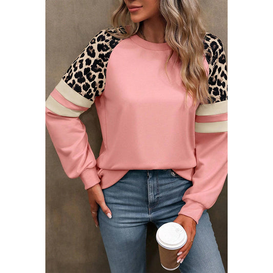 Leopard Print Raglan Sleeve Sweater