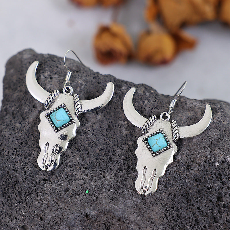 Cow Head Turquoise Earrings