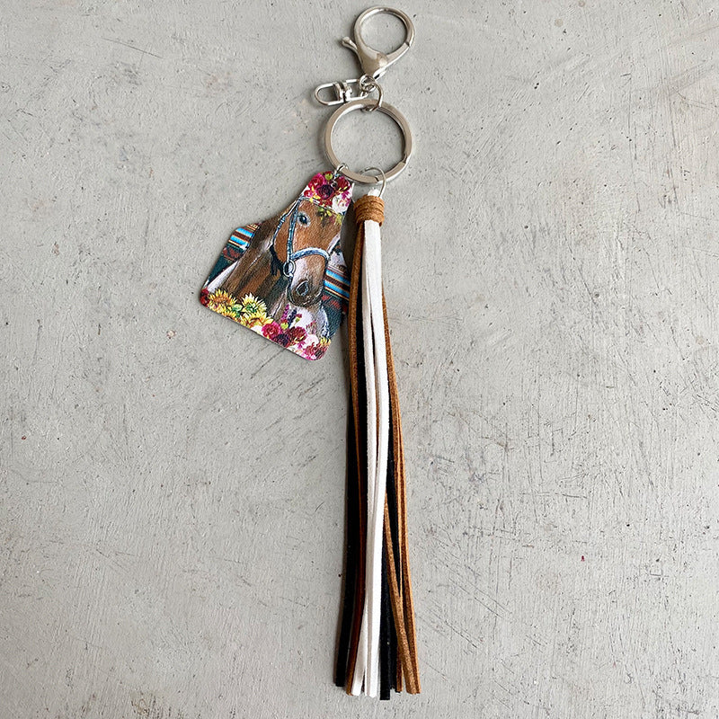 Cow Leather Tassel Key chain