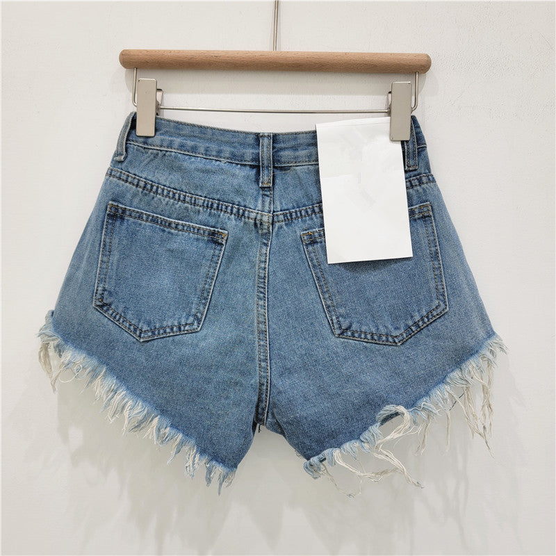 High Waist Rhinestone Fringed Shorts
