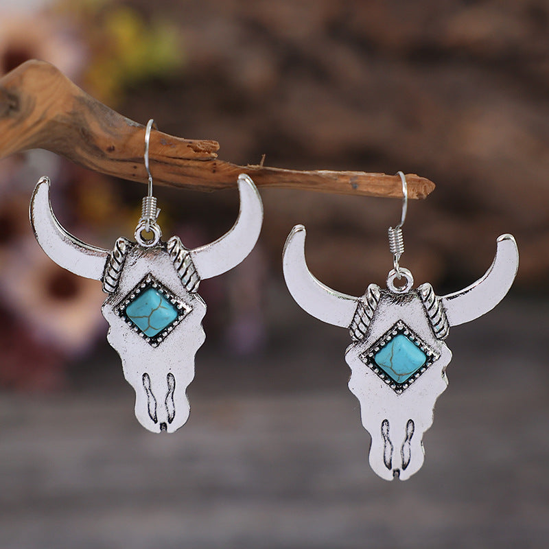 Cow Head Turquoise Earrings