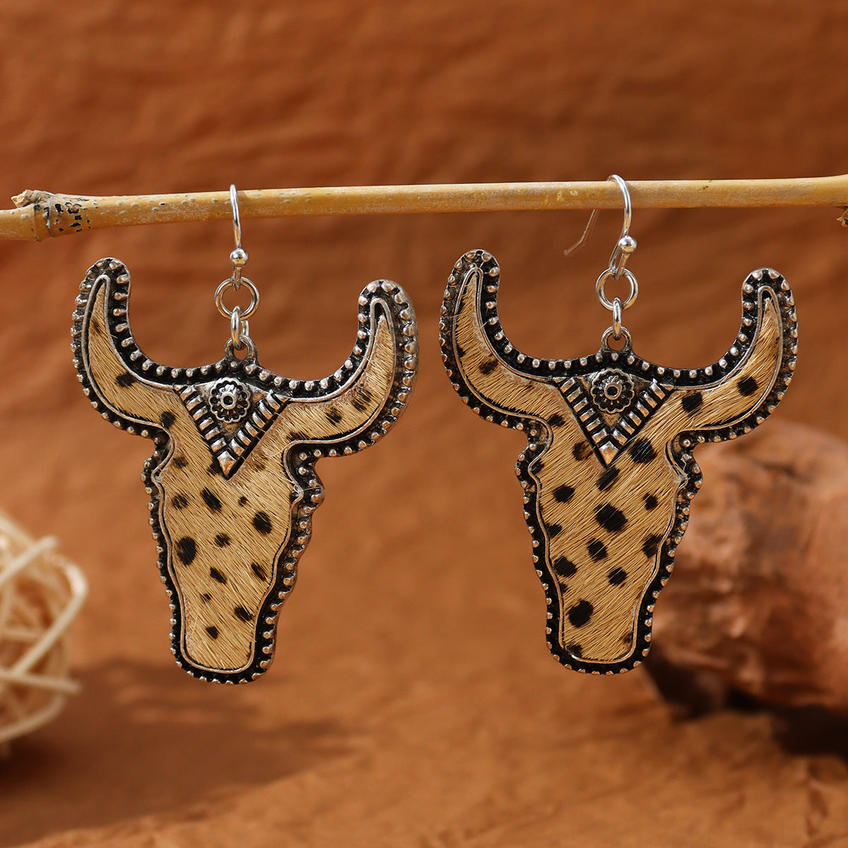 Retro Cow Head Earrings