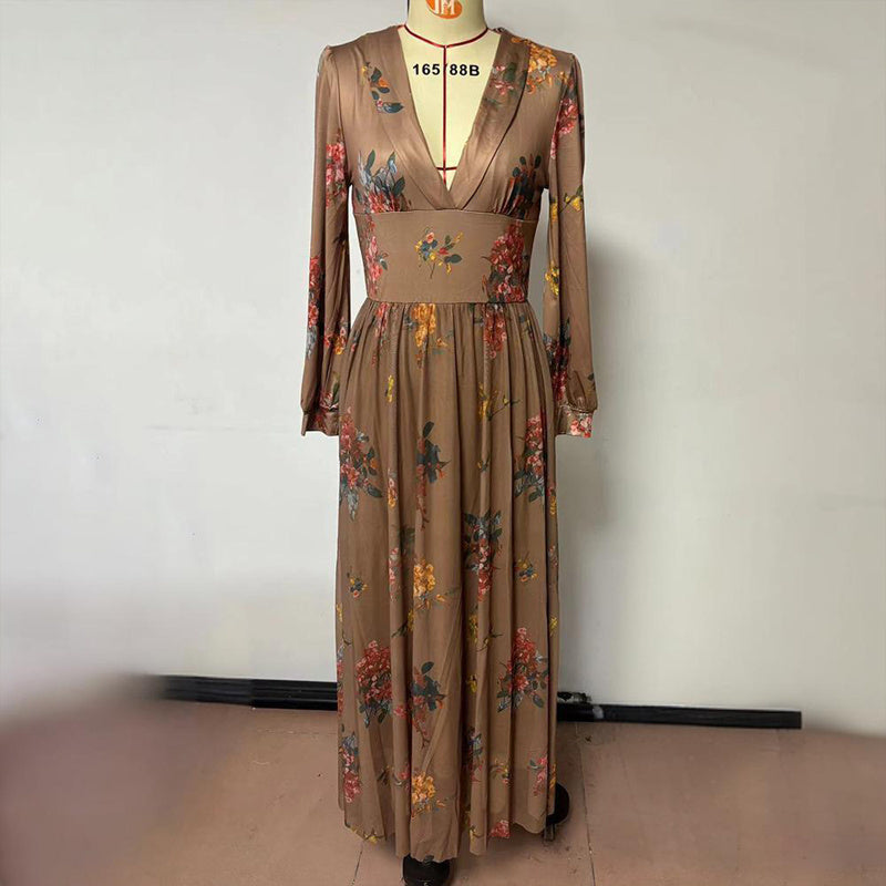 Floral Cuffed Long Sleeve Dress