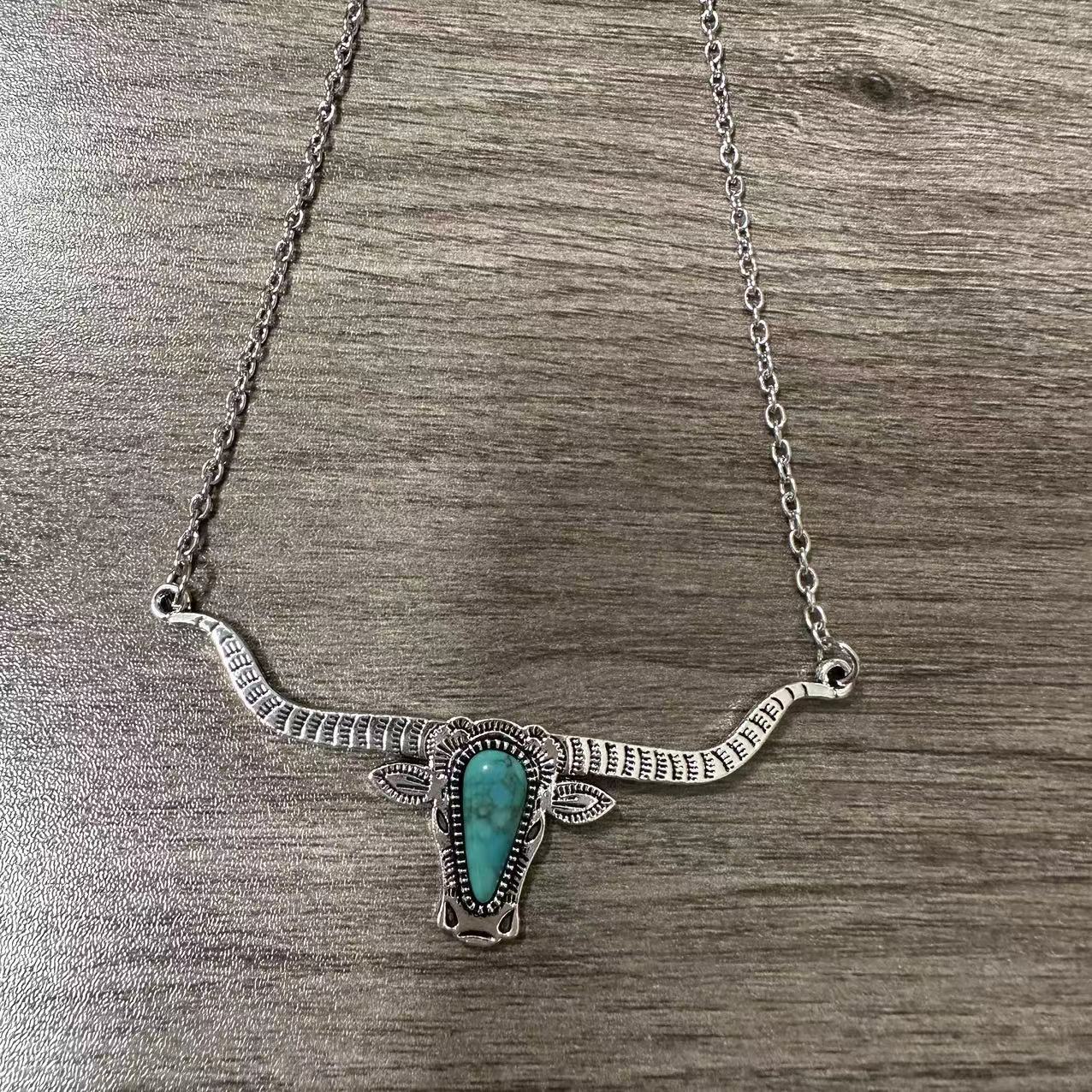 Cow Head Turquoise Necklace