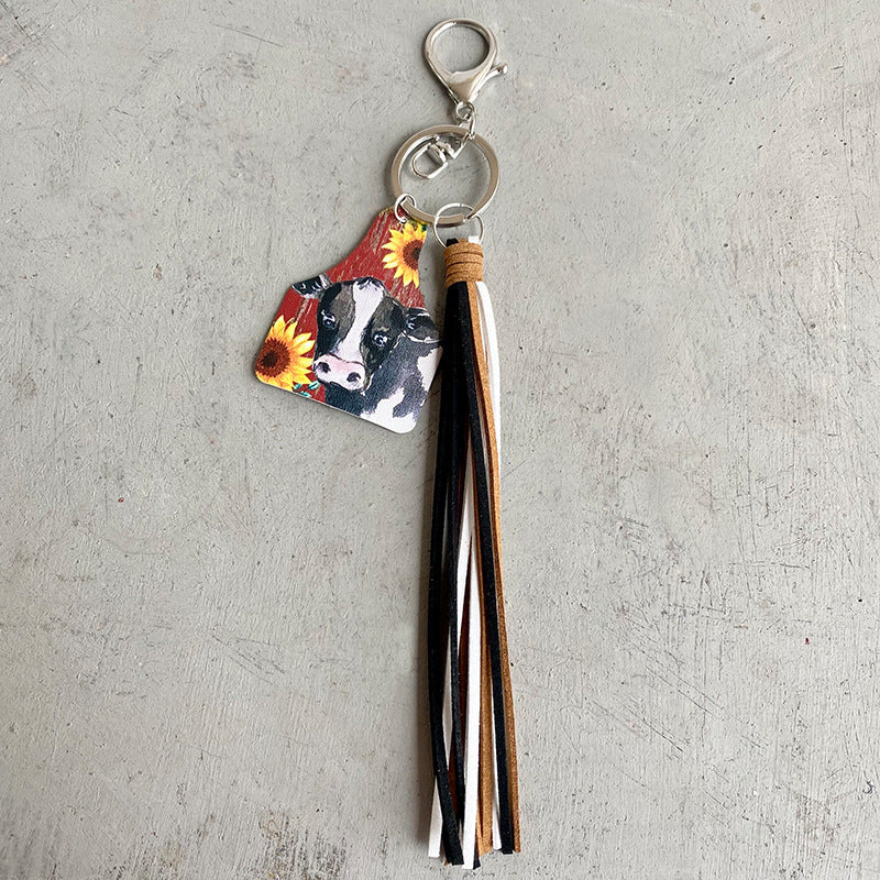 Cow Leather Tassel Key chain