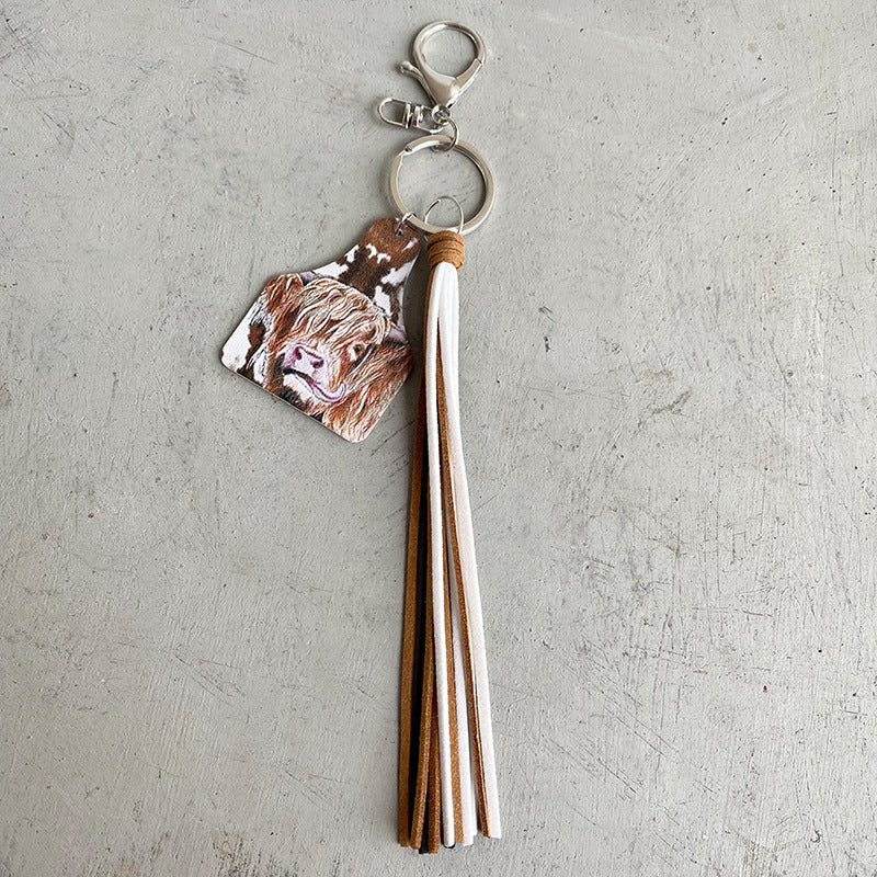 Cow Leather Tassel Key chain