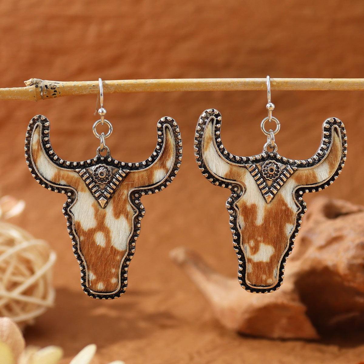 Retro Cow Head Earrings