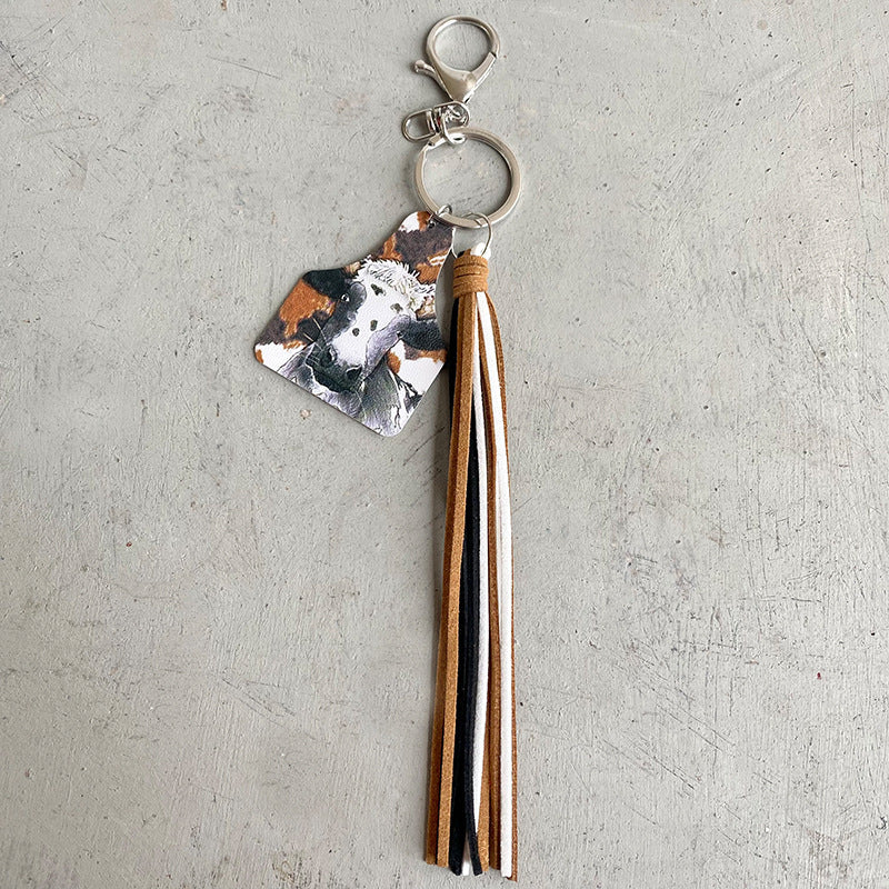 Cow Leather Tassel Key chain