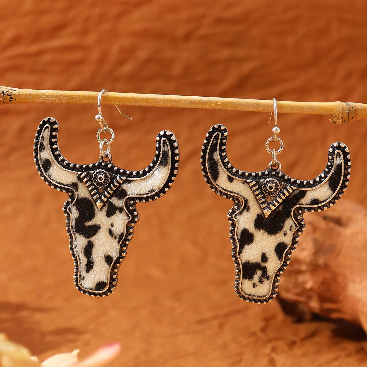 Retro Cow Head Earrings