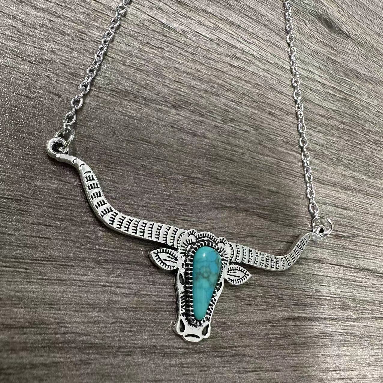 Cow Head Turquoise Necklace