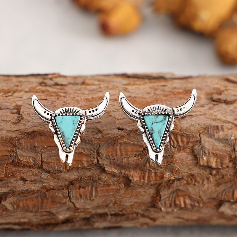 Cow Head Turquoise Earrings